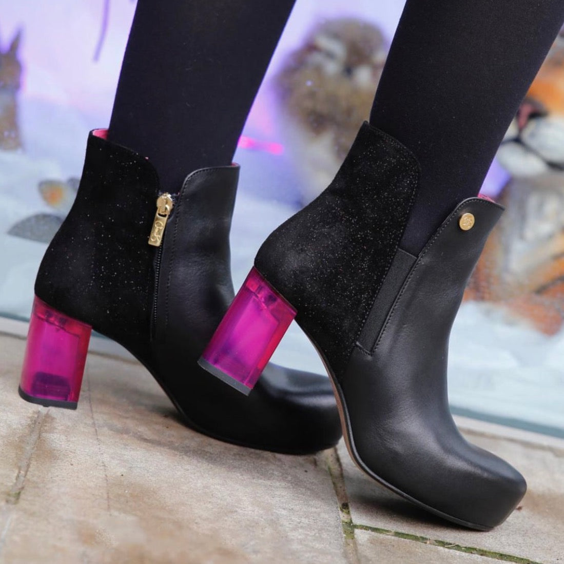 Canal -Ankle boot Black/Fuchsia