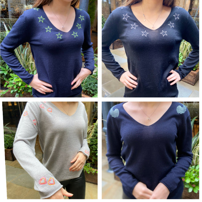 Sweater-Navy swirl Italian marino wool - Chanii B