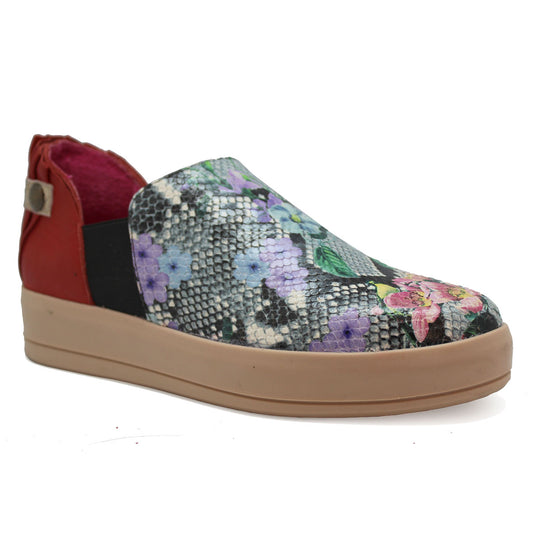 La Princess - Python- denim print leather slip on sneaker - Chanii B