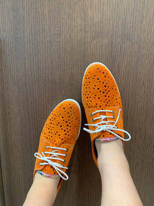 Cordon - Orange Suede lace up shoe - Chanii B