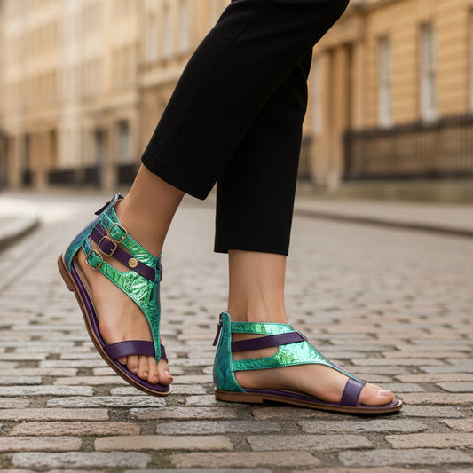 Piston - Blue Foil flat sandal - Chanii B