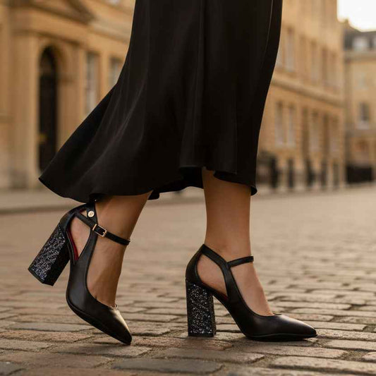 Pointure - Black/Grey Glitter high heel bar shoe