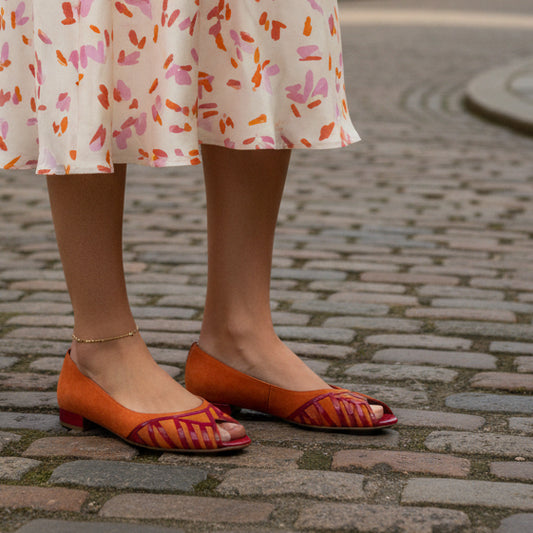 Peruse - Orange/Fuchsia flat shoe - Chanii B