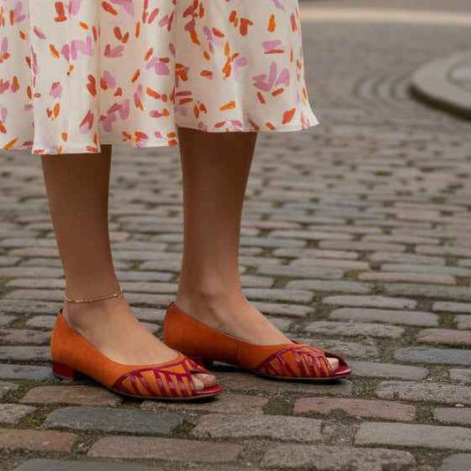 Peruse - Orange/Fuchsia flat shoe- last pair 40