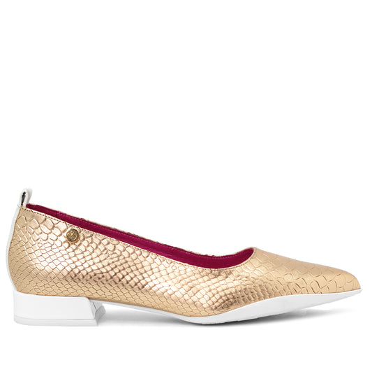 Pierre-gold croc flat shoe