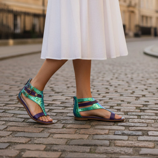 Piston - Blue Foil flat sandal - Chanii B