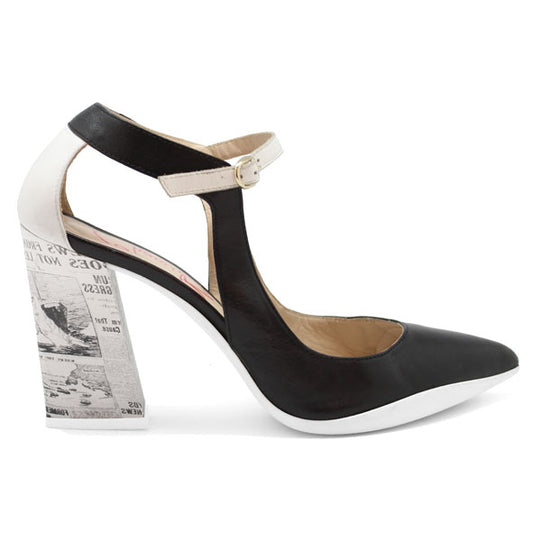 Pointure -Black/White Newsprint High heel shoe - Chanii B