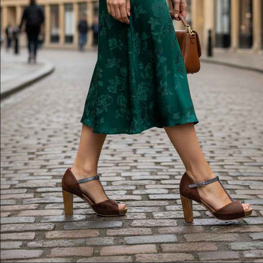 Salute - Brown/Blue T strap sandal