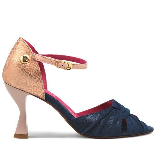 Scarlet - Denim suede Blush heel peep toe shoe - Chanii B