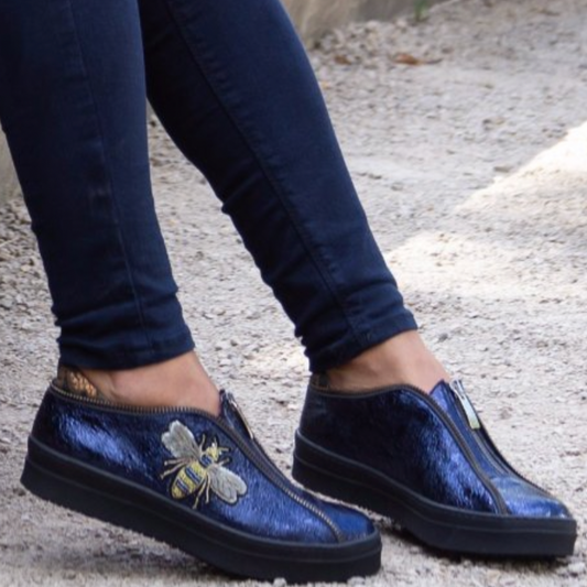 Adieu - Royal Blue Bee slip on sneaker- last pair 37