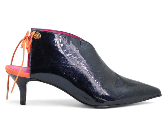 Sliver - Dark Navy Patent kitten heel mule - Chanii B