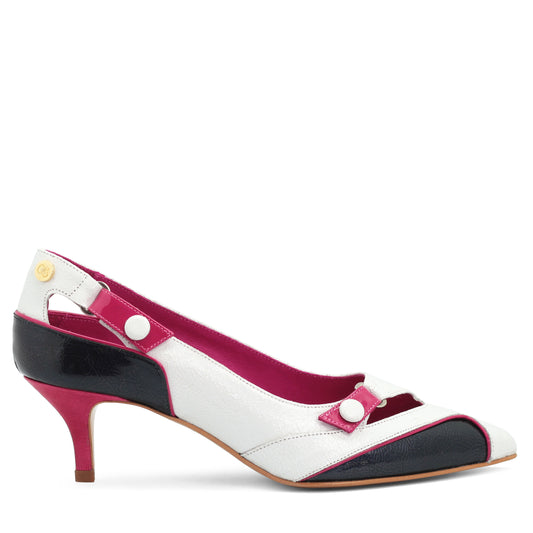 Slice - White kitten heel shoe - Chanii B