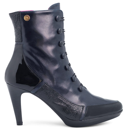 St Lucia - Navy/Black Button up boot - Chanii B