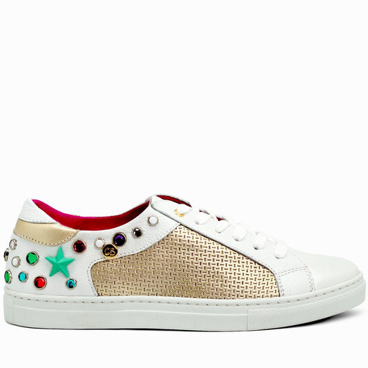 Suisse - White/Gold Sneakers - Chanii B