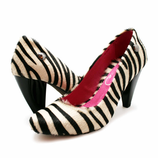 Tierra - Zebra Print cow hide heels - Chanii B