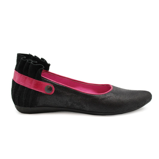 Tuille - Black and fuchsia flat shoes- last pairs 35, 36 & 37