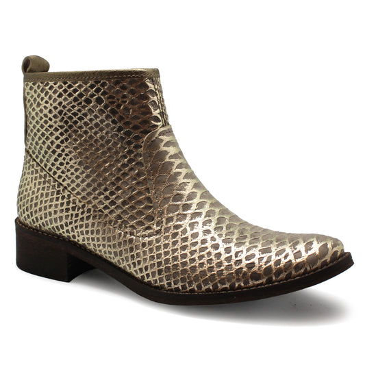 Zipp - Gold Snake print ankle boot - Chanii B