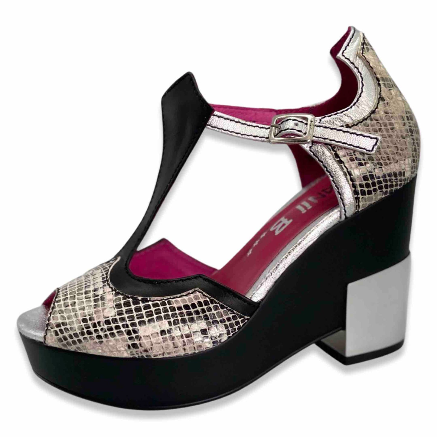 White Snake Heeled Sandals in London