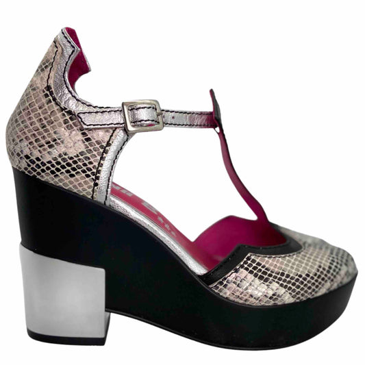 White Snake Heeled Sandal in London