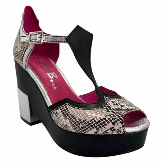 White Snake Heeled Sandal in London