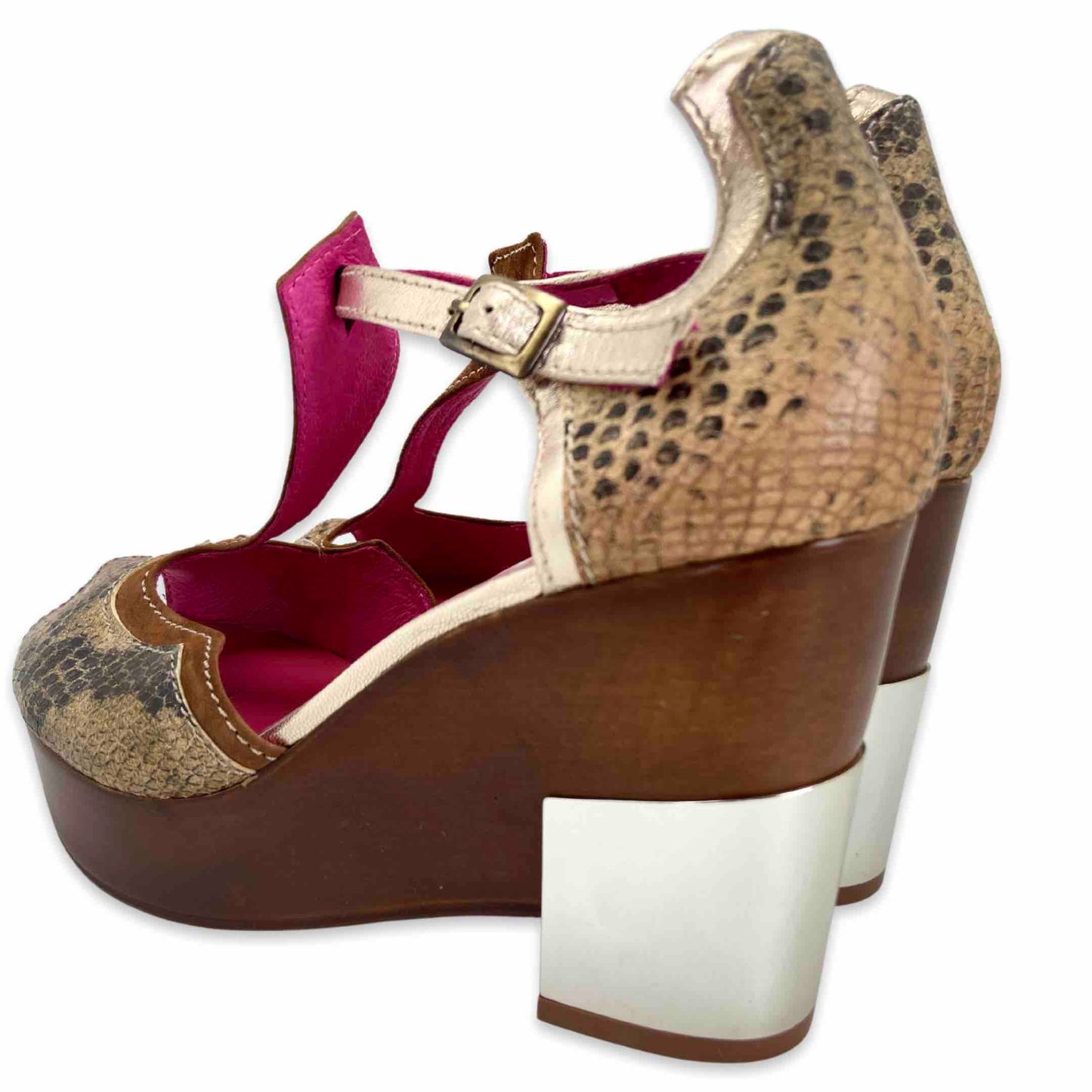 Natural Snake Heeled Sandals