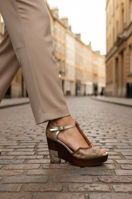 Aloof Natural Snake Heeled Sandals