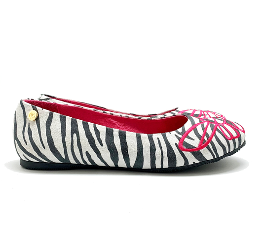Bee Free -Zebra leather Ballerina - Chanii B