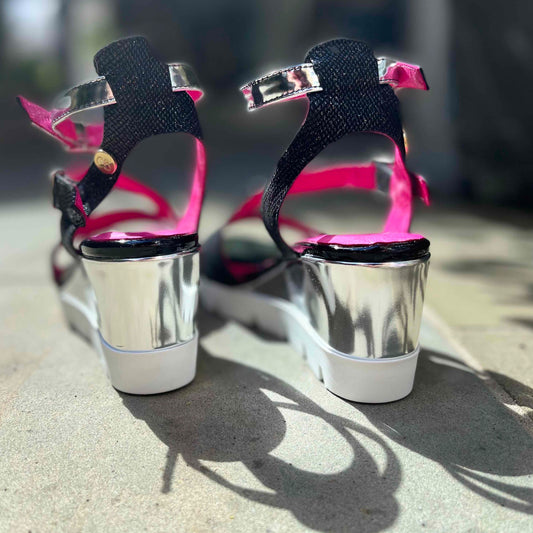 Bien- Black sparkle wedge sandal - Chanii B