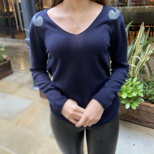 Sweater-Navy swirl Italian marino wool - Chanii B