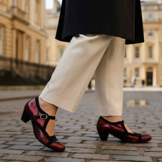 Bouquet - Red Metallic bar shoe-LAST PAIR 42