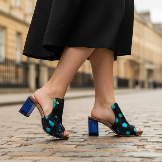 Cannes-Black Rainbow cow hide slide - Chanii B