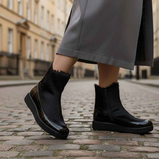 Mocca - Black Cowhide Ankle Boot- last pair 37
