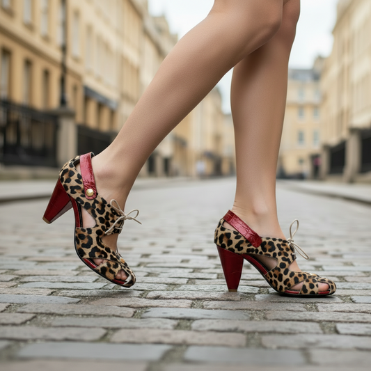 Coco-Leopard/Red heel sandal