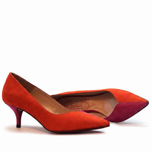 Cruella - Fuchsia/Orange kitten heel