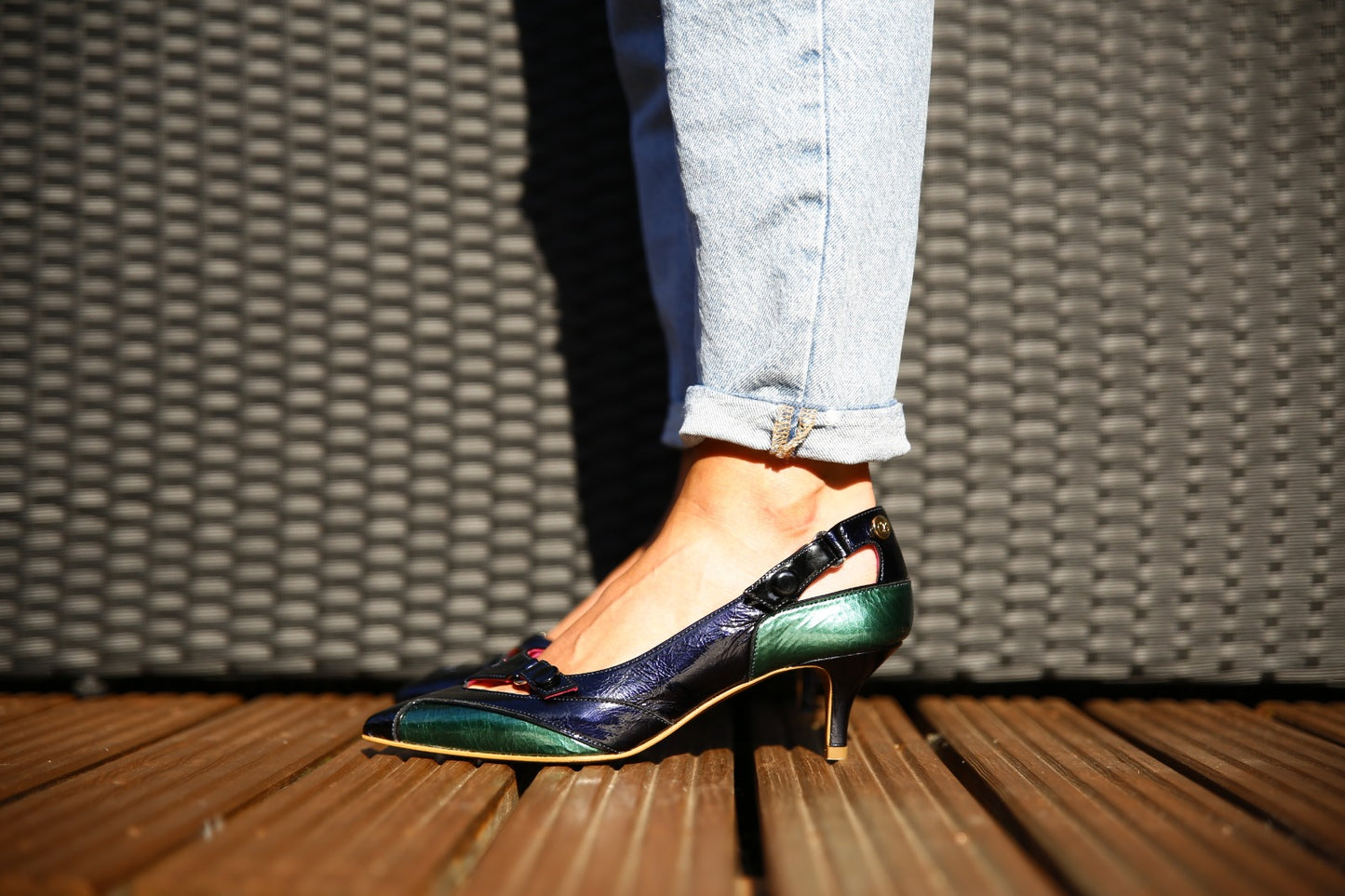 Slice - Dark Navy Patent kitten heel shoe - Chanii B