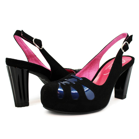 Fimo- Black/Navy sling back cork footbed - Chanii B