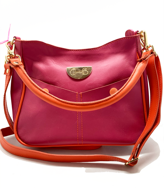 Bella - Fuchsia and orange leather mini bag - Chanii B