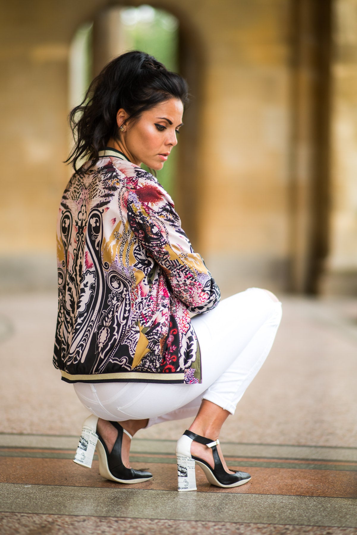 Pointure -Black/White Newsprint High heel shoe - Chanii B