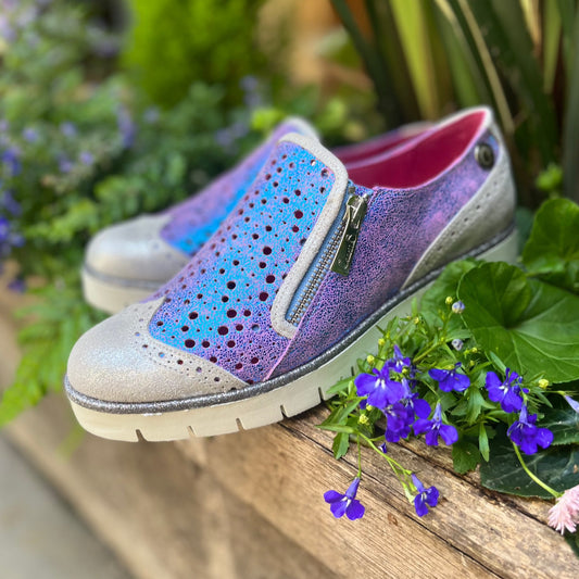 Zap - Silver/Turquoise zip up shoe - Chanii B