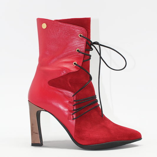 Mina - Red/black ankle heel boot - Chanii B