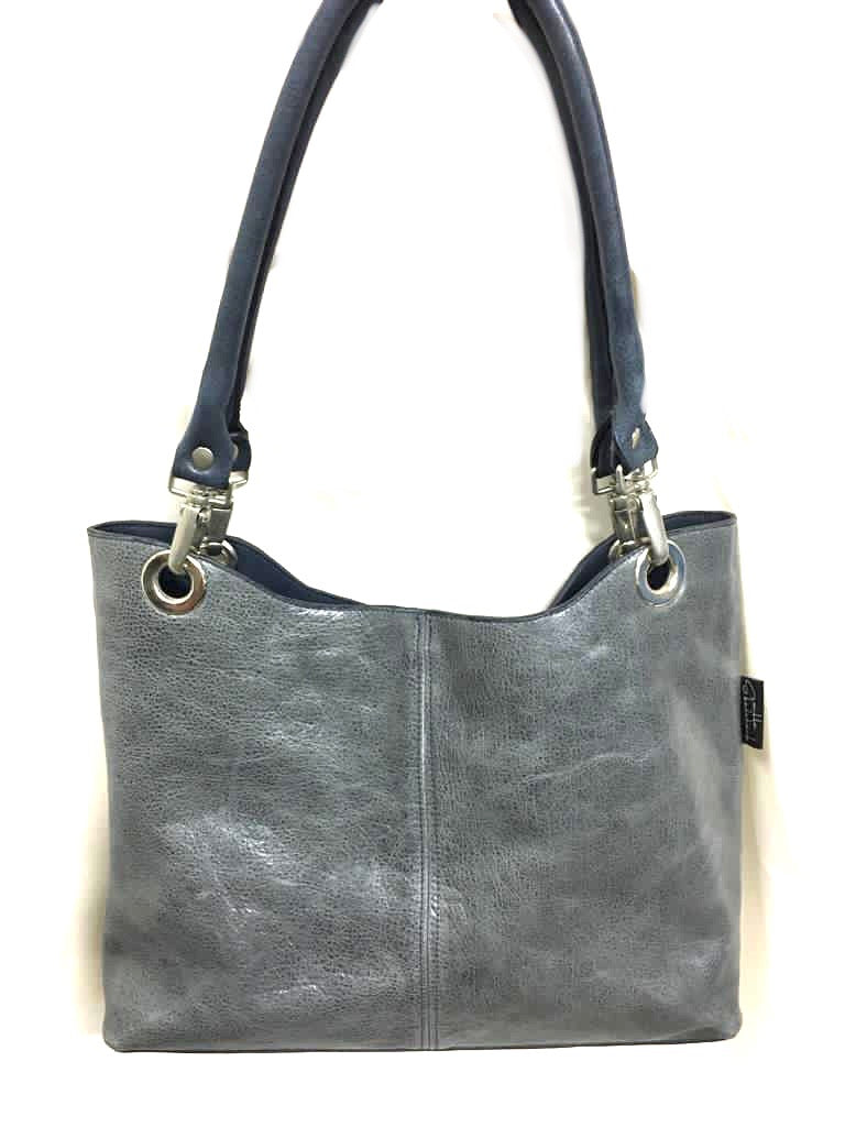 Daily- gray leather handbag