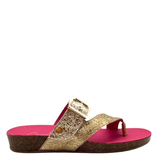 Je Suis - Two Golds flat toe post sandal - Chanii B