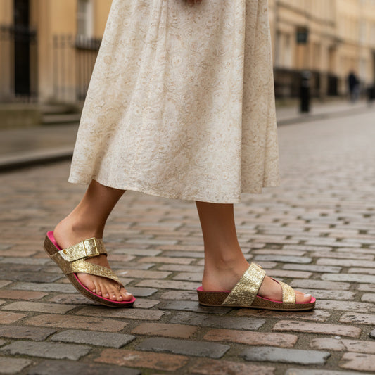 Je Suis - Two Golds flat toe post sandal - Chanii B
