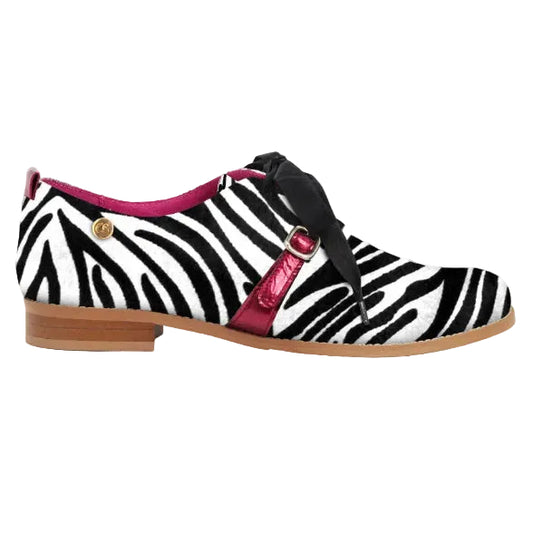 Excuse moi - Zebra cow hide lace up shoe - Chanii B