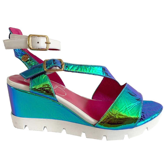 Bien Blue Foil wedge sandal - Chanii B