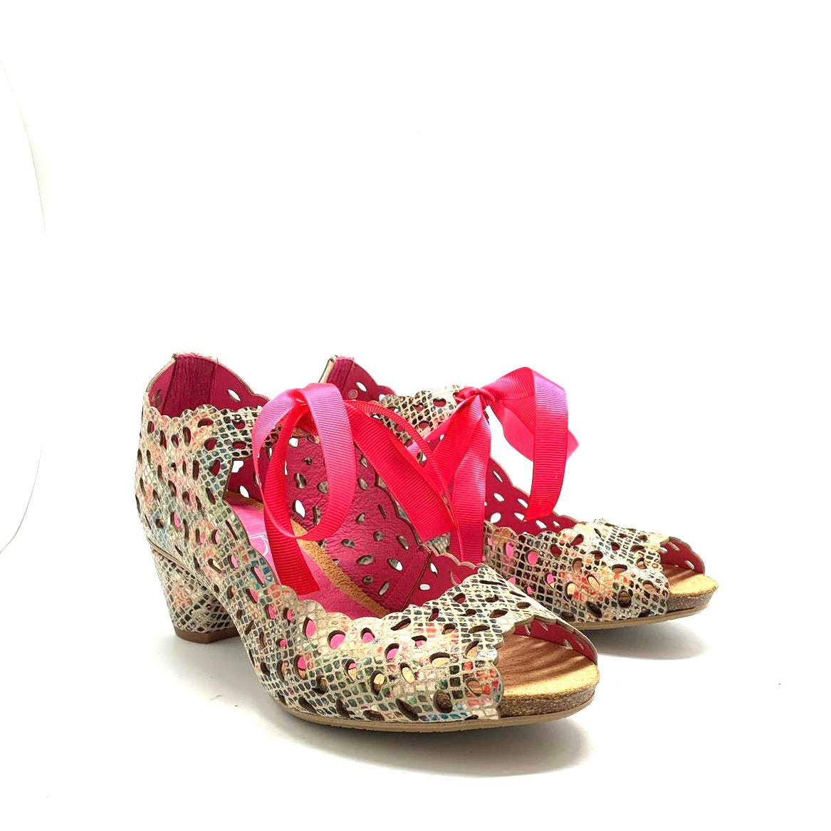 Luca -Nude multi print low heel - Chanii B