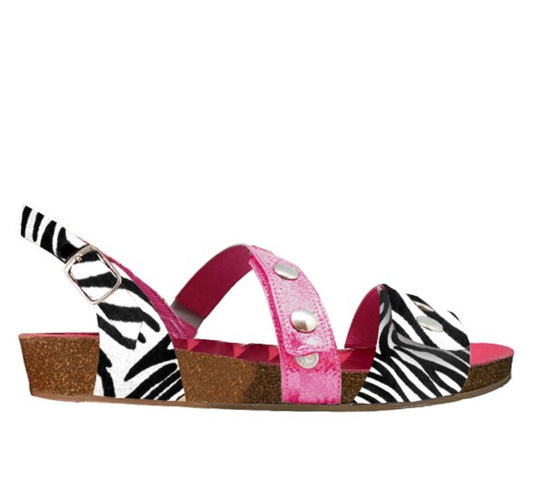 Je Chante-Zebra/Fuchsia- flat cork sandal - Chanii B