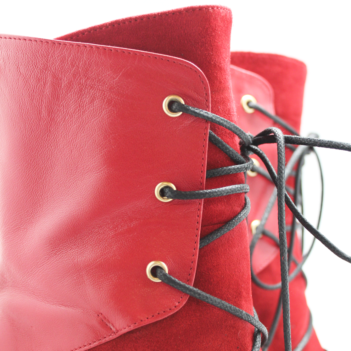 Mina - Red/black ankle heel boot