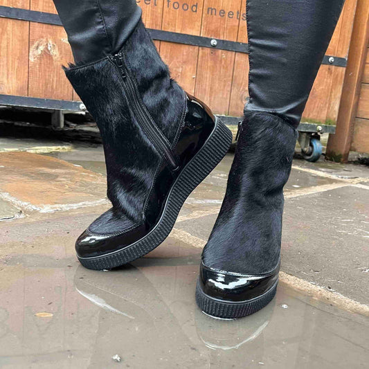 Mocca - Black Cowhide Ankle Boot- last pair 37