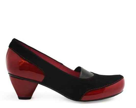 Seine - Black/Red low heel shoe- Last pairs 36 AND 37